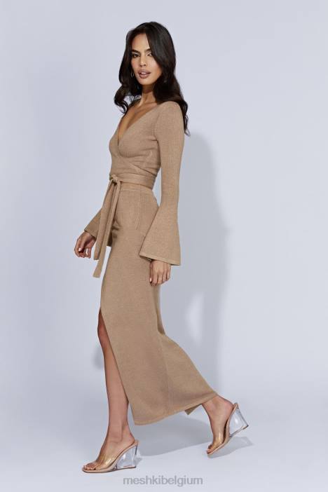 Gebreide top van petra met uitlopende mouwen Meshki taupe N4JN910 kleding