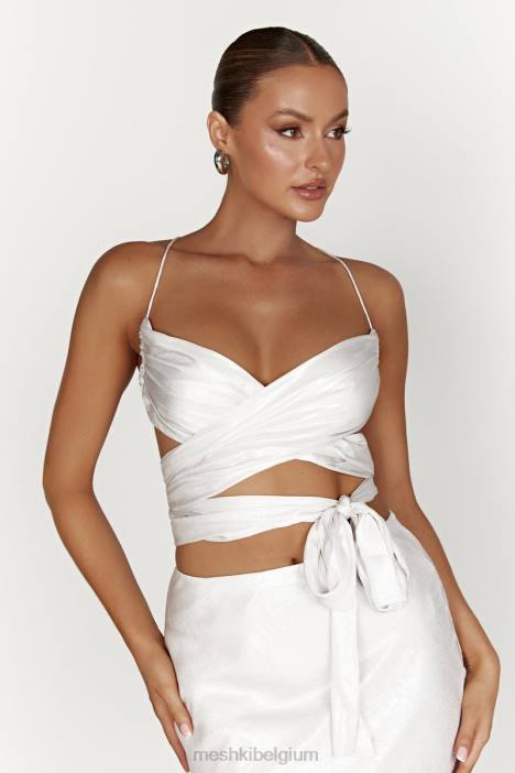 Georgie overslagtop met strik Meshki parel N4JN1004 kleding