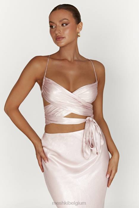 Georgie overslagtop met strik Meshki roze blos N4JN958 kleding