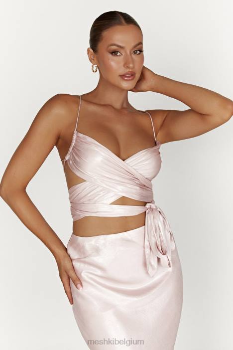 Georgie overslagtop met strik Meshki roze blos N4JN958 kleding