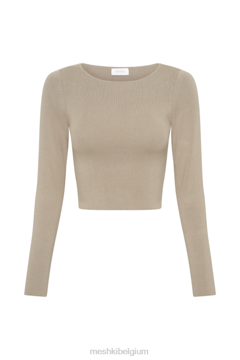 Haisley gebreide top met lange mouwen Meshki taupe N4JN909 kleding