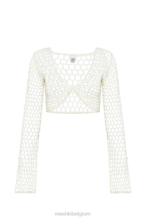 Hallie gedraaide cropped gehaakte top Meshki wit N4JN960 kleding