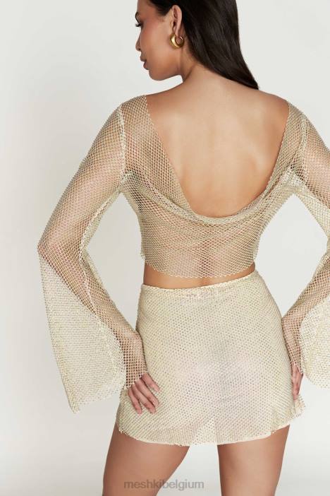 Hilton diamanten mesh top met kap Meshki room N4JN813 kleding