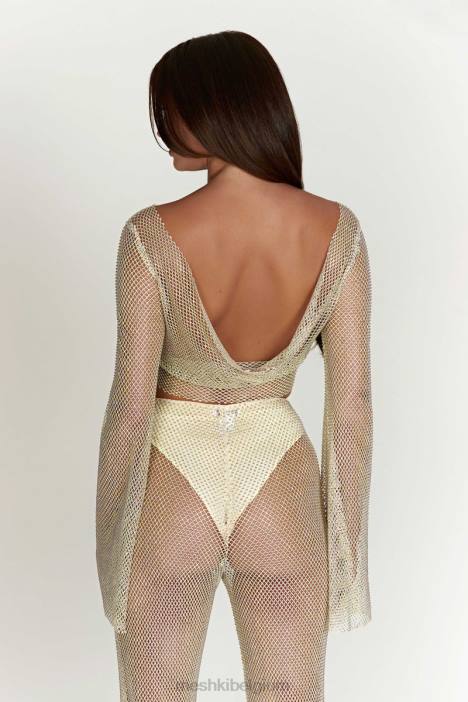 Hilton diamanten mesh top met kap Meshki room N4JN813 kleding