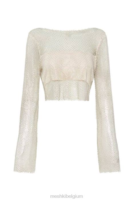 Hilton diamanten mesh top met kap Meshki room N4JN813 kleding