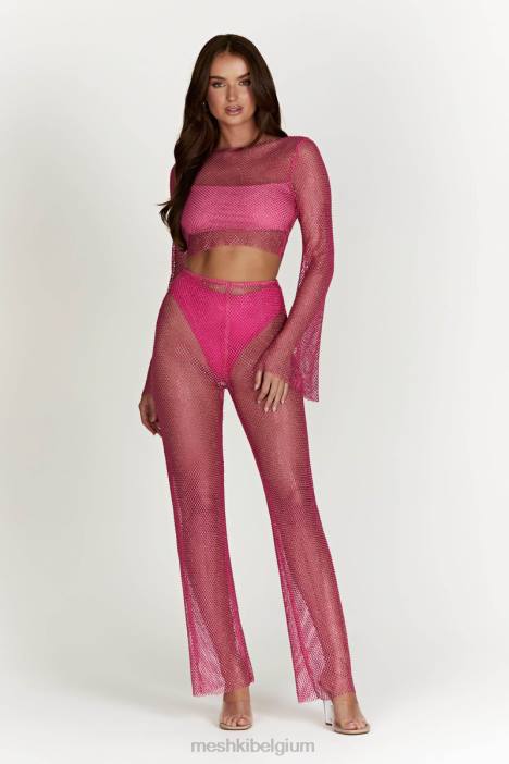 Hilton diamanten mesh top met kap Meshki roze roze N4JN969 kleding