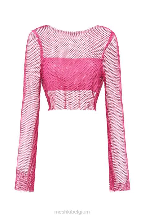Hilton diamanten mesh top met kap Meshki roze roze N4JN969 kleding