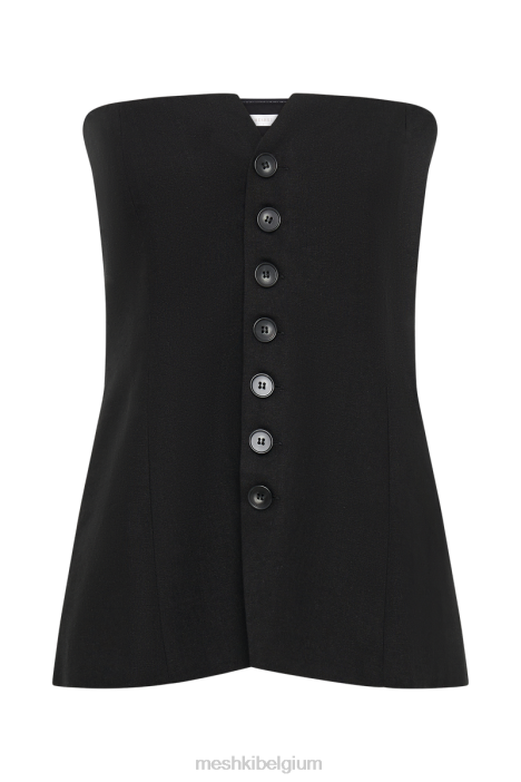 Innis linnen lange strapless top Meshki zwart N4JN817 kleding