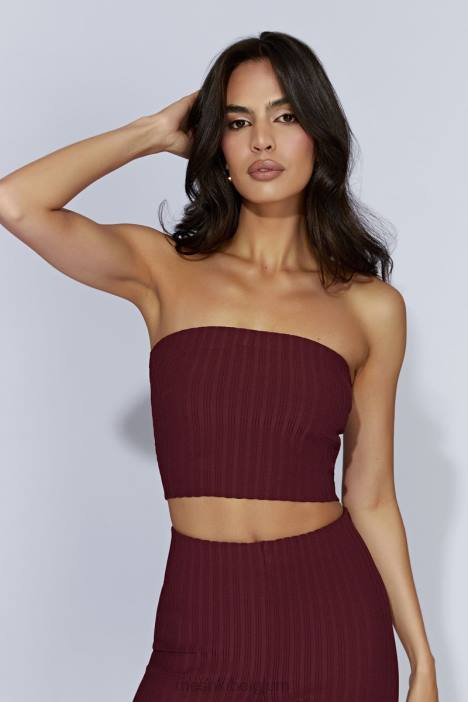 Jordan strapless gebreide top Meshki kersen chocolade N4JN1012 kleding