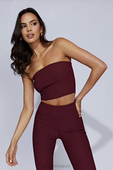 Jordan strapless gebreide top Meshki kersen chocolade N4JN1012 kleding