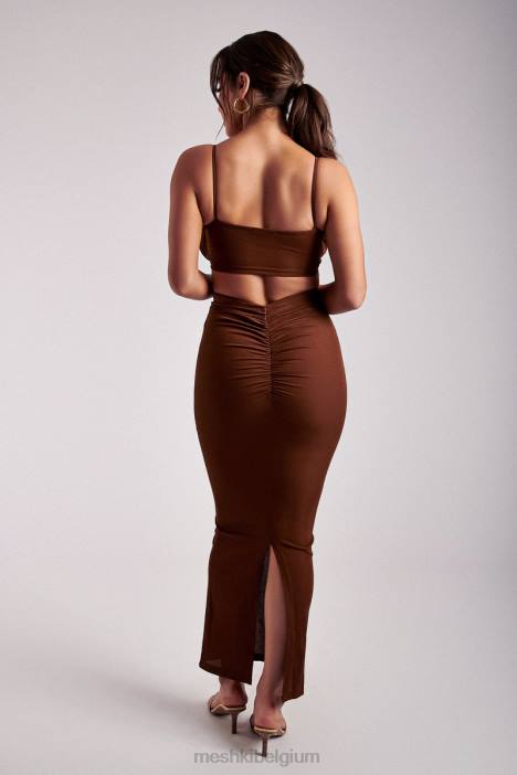 Jordan top met ruches aan de voorkant Meshki gember N4JN1195 kleding