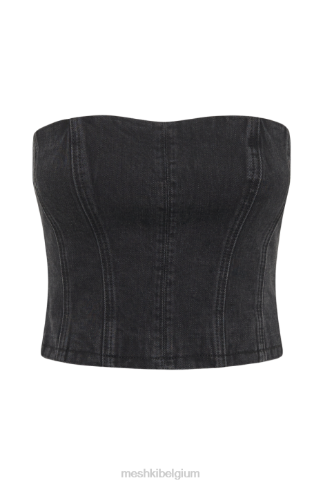 Jordana denim tubetopje Meshki zwart gewassen N4JN1298 kleding