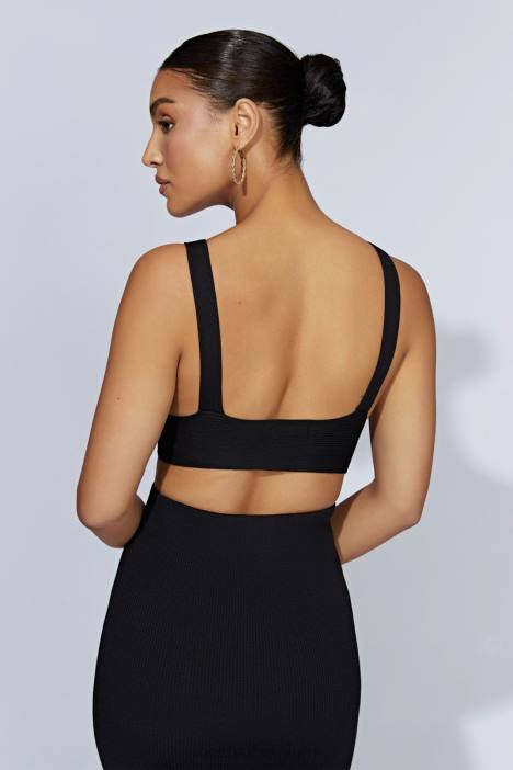 Kaesha gebreide top met gedraaide voorkant Meshki zwart N4JN872 kleding