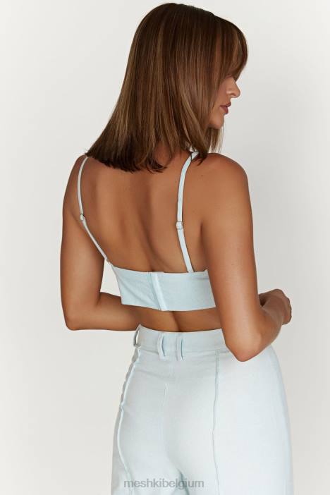 Kaesha twist linnen top Meshki poeder blauw N4JN1002 kleding