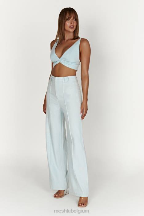 Kaesha twist linnen top Meshki poeder blauw N4JN1002 kleding