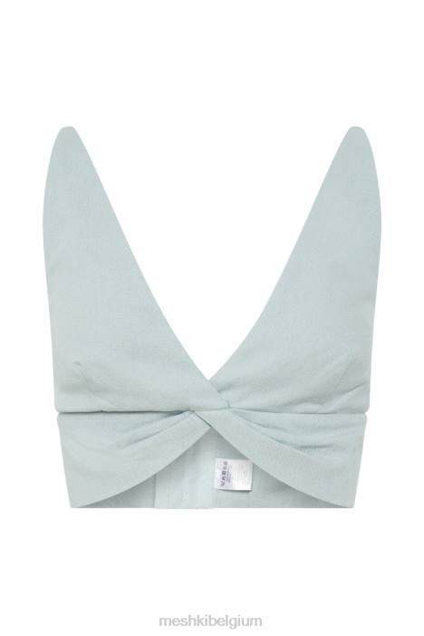 Kaesha twist linnen top Meshki poeder blauw N4JN1002 kleding