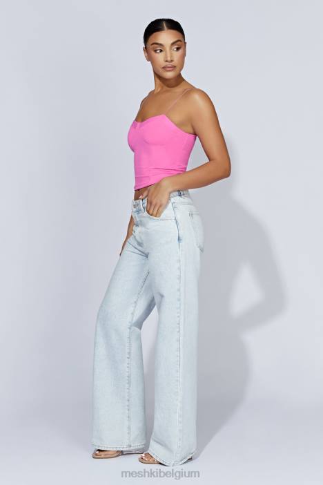 Kaitlyn lieverd top met dunne bandjes Meshki kauwgom roze N4JN977 kleding