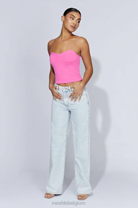 Kaitlyn lieverd top met dunne bandjes Meshki kauwgom roze N4JN977 kleding