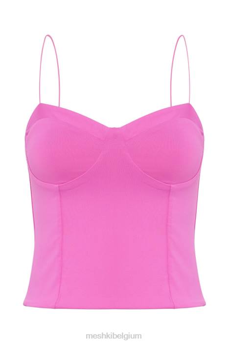 Kaitlyn lieverd top met dunne bandjes Meshki kauwgom roze N4JN977 kleding