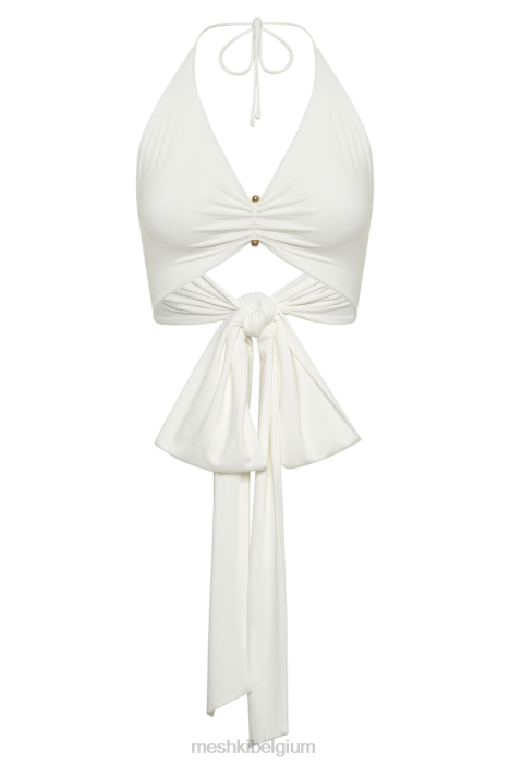 Kasia gerecyclede nylon wikkeltop met pindetail Meshki wit N4JN842 kleding