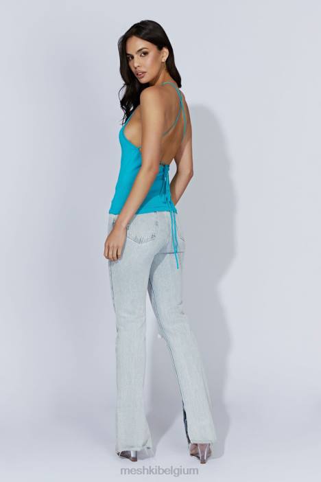 Kelly lange lijn top Meshki aquamarijn N4JN1024 kleding