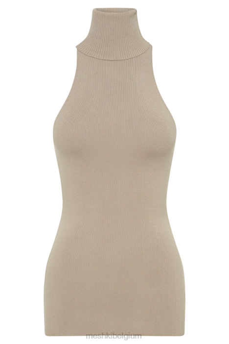 Kelsea mouwloze top met col Meshki taupe N4JN897 kleding