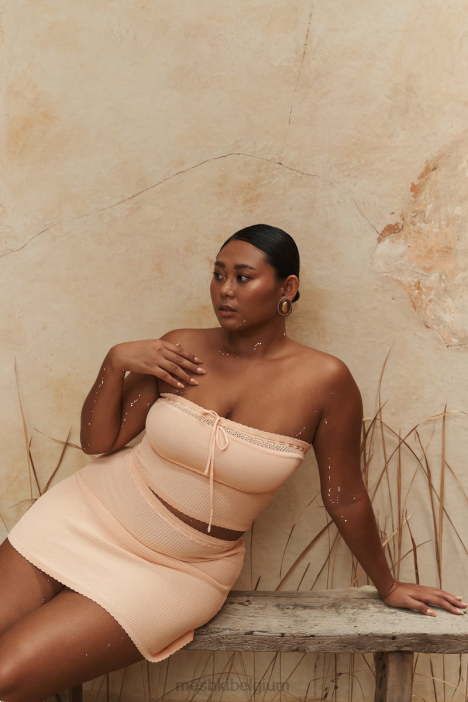 Kyra wafelgebreide tubetop Meshki abrikoos N4JN765 kleding