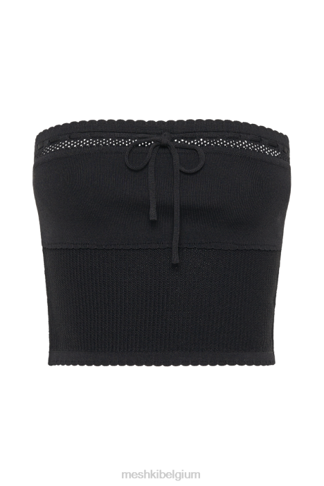 Kyra wafelgebreide tubetop Meshki zwart N4JN804 kleding