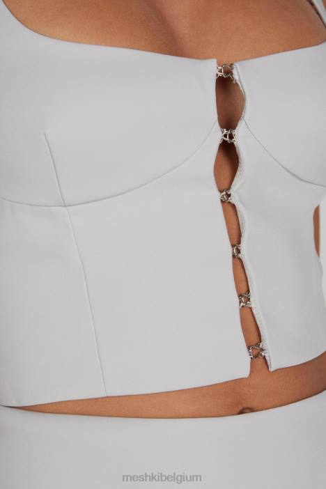 Lainey haak en oog top Meshki grijs N4JN1210 kleding