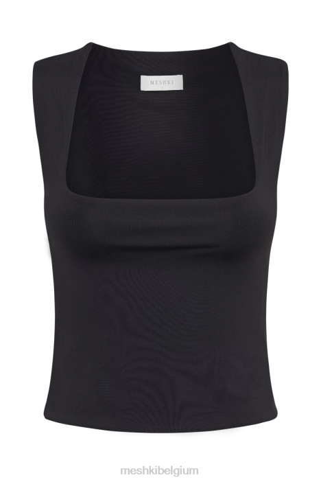 Lange top van gerecycled nylon van linley Meshki zwart N4JN1241 kleding