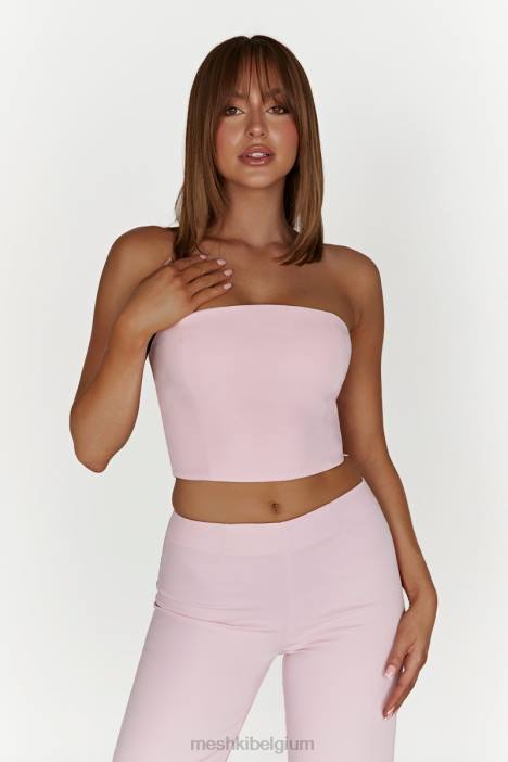 Lange top van saffraan Meshki roze blos N4JN1021 kleding