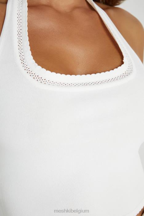 Layla pointelle gebreide top Meshki wit N4JN805 kleding