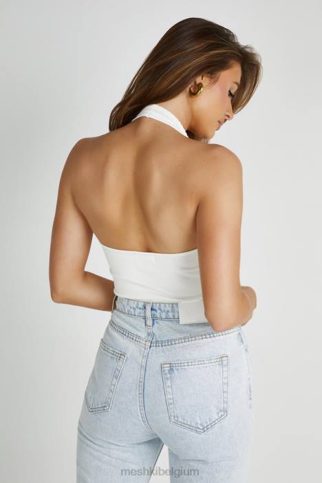 Layla pointelle gebreide top Meshki wit N4JN805 kleding