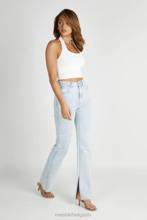 Layla pointelle gebreide top Meshki wit N4JN805 kleding