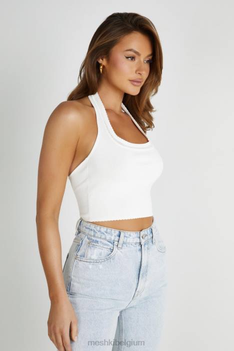 Layla pointelle gebreide top Meshki wit N4JN805 kleding