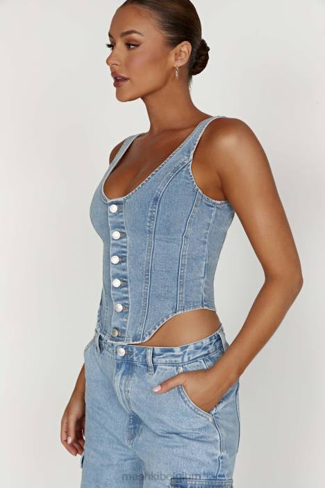 Leilani denim top met korset Meshki midden blauw N4JN761 kleding