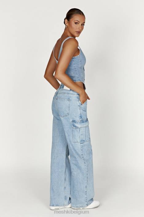 Leilani denim top met korset Meshki midden blauw N4JN761 kleding