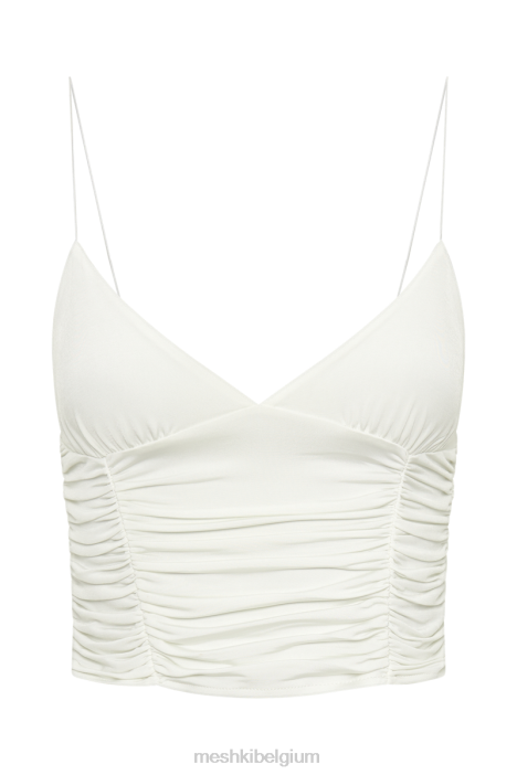 Lillian jersey geplooide top Meshki wit N4JN838 kleding