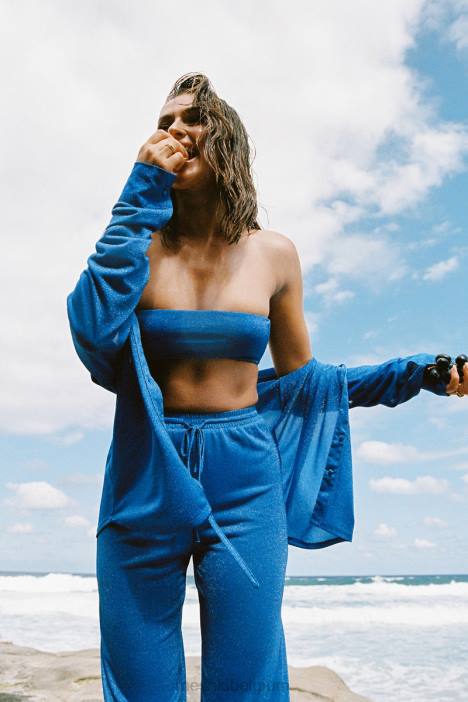 Lucille glanzende cover-up top Meshki kobalt schittert N4JN1081 kleding