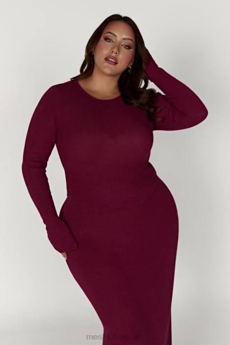 Maribelle gebreide top met lange mouwen Meshki wijn N4JN889 kleding