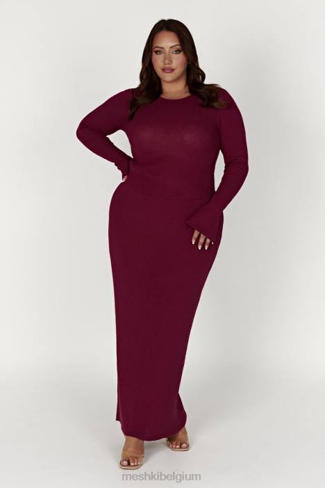 Maribelle gebreide top met lange mouwen Meshki wijn N4JN889 kleding