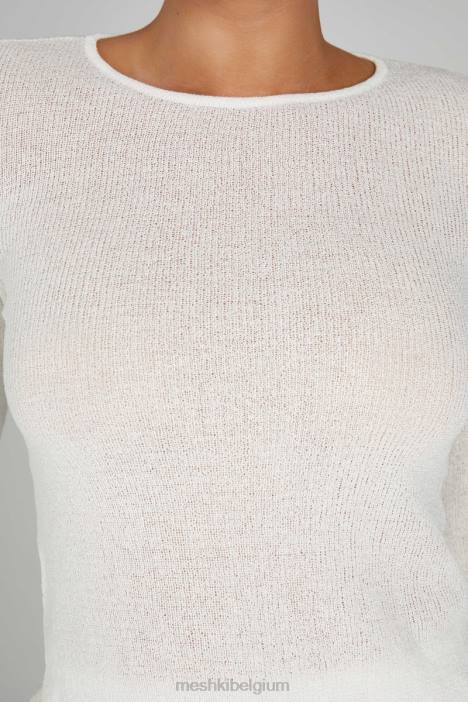Maribelle gebreide top met lange mouwen Meshki wit N4JN815 kleding
