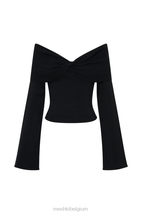 Marlisa off-shoulder twisttop Meshki zwart N4JN768 kleding