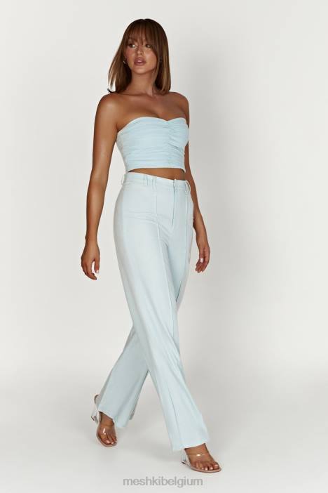 McKenna verzamelde linnen top Meshki poeder blauw N4JN1044 kleding