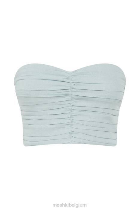 McKenna verzamelde linnen top Meshki poeder blauw N4JN1044 kleding