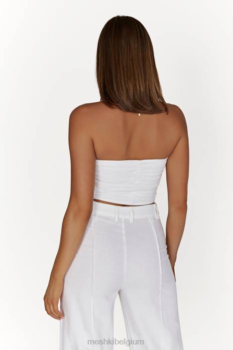 McKenna verzamelde linnen top Meshki wit N4JN1015 kleding