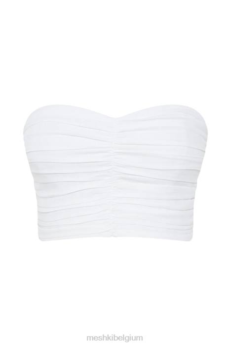 McKenna verzamelde linnen top Meshki wit N4JN1015 kleding