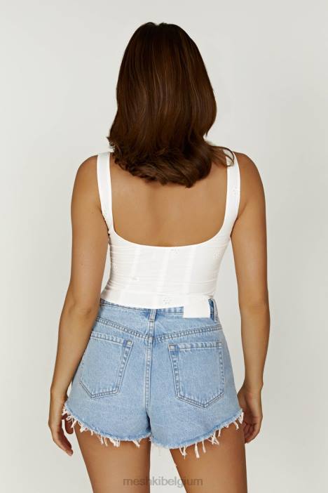 Melanie katoenen anglaise top Meshki wit N4JN766 kleding