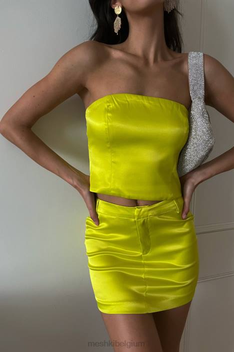 Monique satijnen tubetop Meshki fris groen N4JN1090 kleding