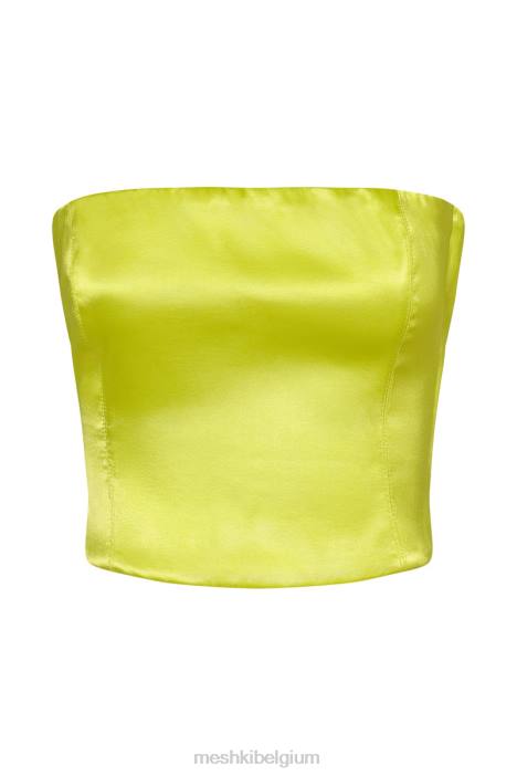 Monique satijnen tubetop Meshki fris groen N4JN1090 kleding